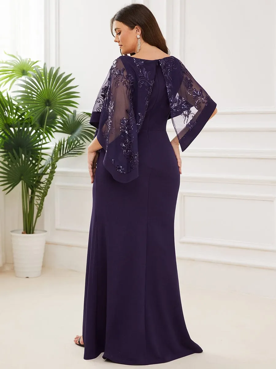 Zola | Plus Size Lace Sequin Shirt Floor-Length Mother Dress