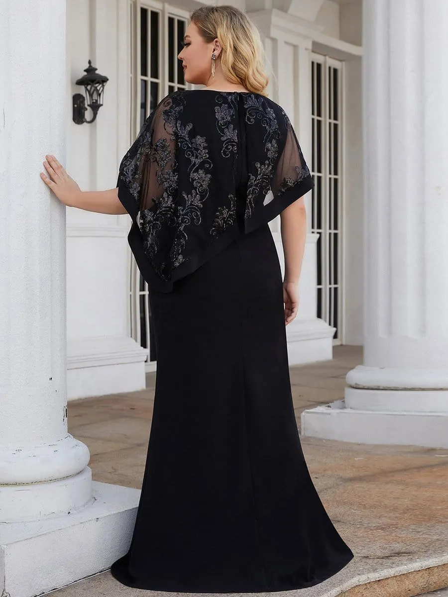 Zola | Plus Size Lace Sequin Shirt Floor-Length Mother Dress